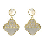 Taşlı Model Sedef Sallantılı Yonca Küpe