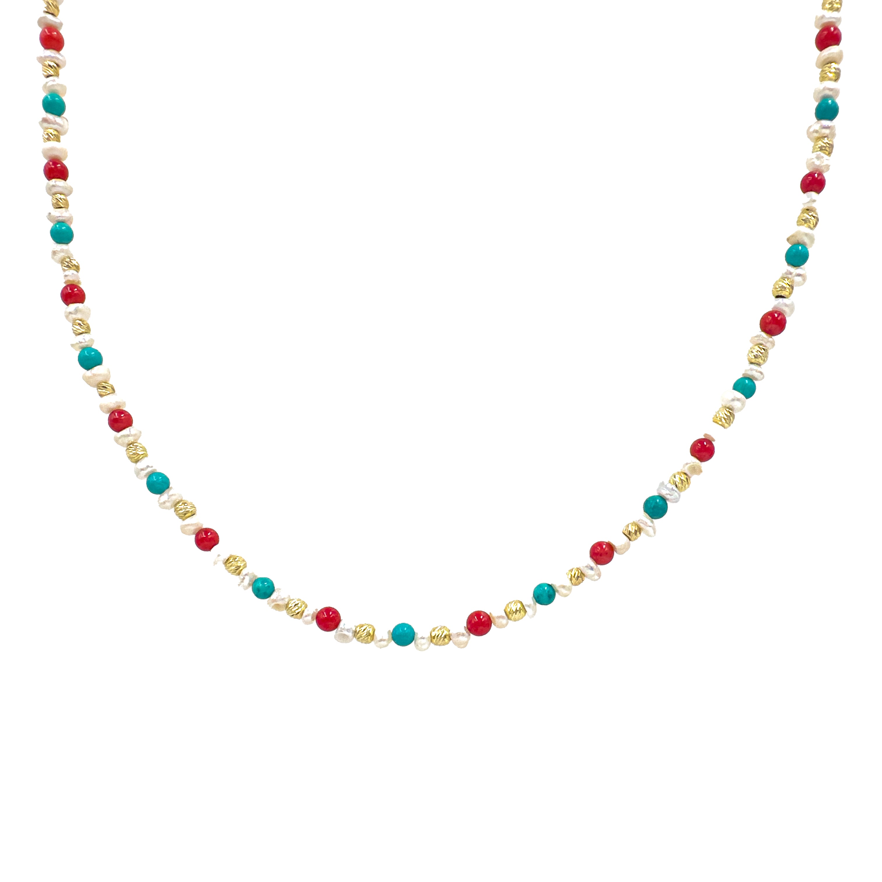 Turkuaz/Mercan İnci Doğal Taş Kolye