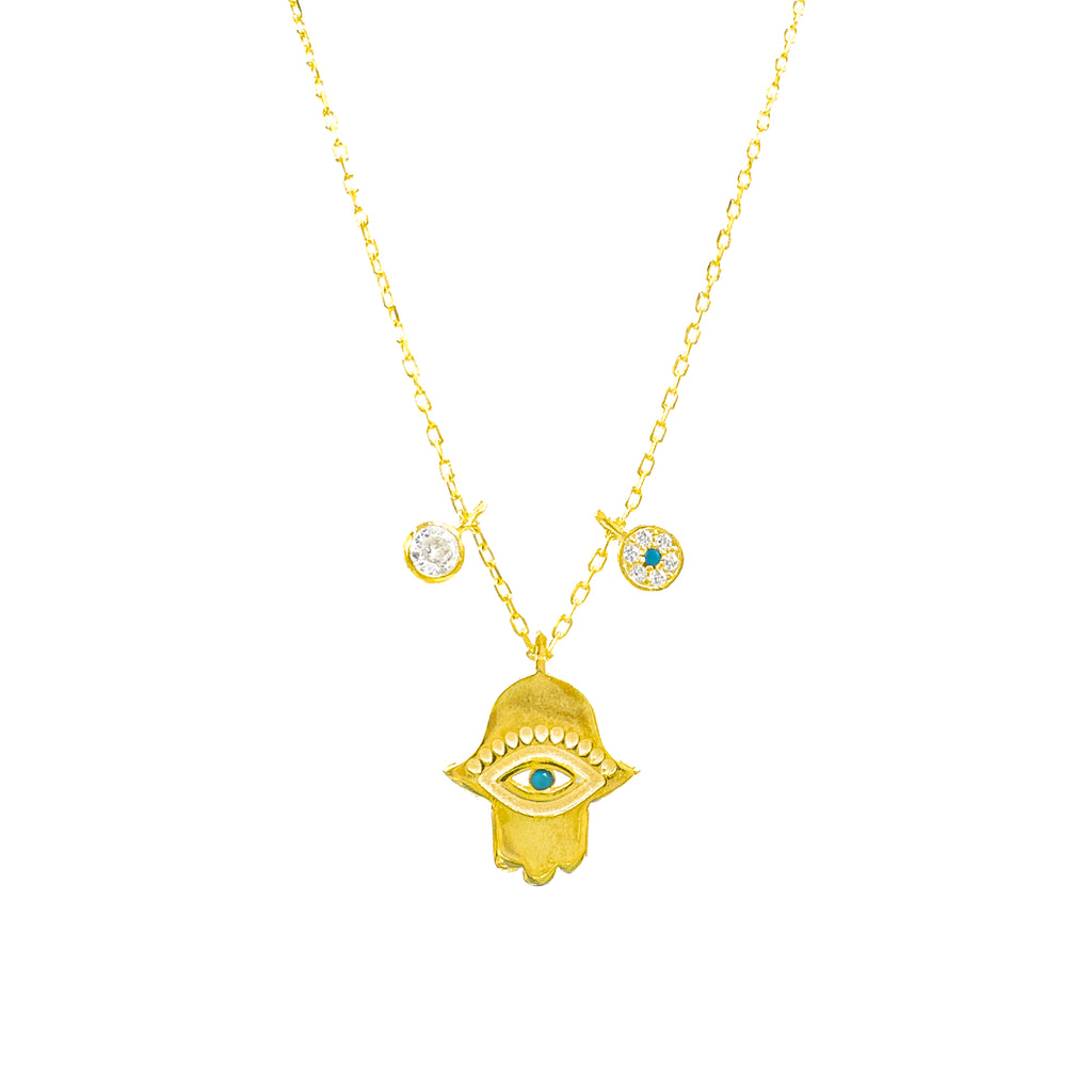 Evil Eye Detailed Hand Necklace
