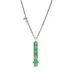 Siyah Rodaj Turkuaz El Model Şekilli Kolye