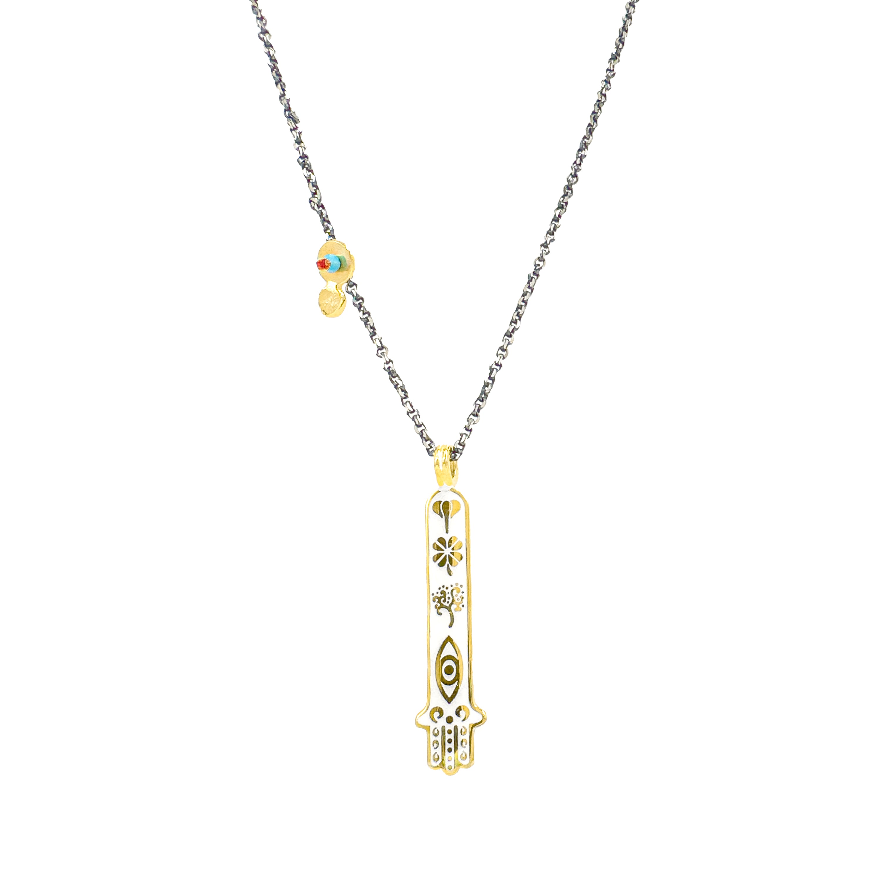 Siyah Rodaj El Model Şekilli Kolye