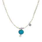 İnci Turkuaz Taş Detaylı Kolye