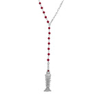 Mercan Taşlı Balık Detay Y Kolye