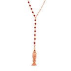 Mercan Taşlı Balık Detay Y Kolye