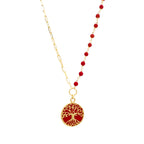 Mercan Taşlı Zincir Detaylı Hayat Ağacı Kolye