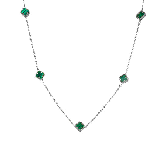 Spaced Green Clover Necklace