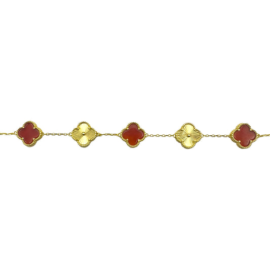 Laser Cut Claret Red Clover Bracelet 