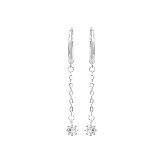 Chain Solitaire Hoop Earrings