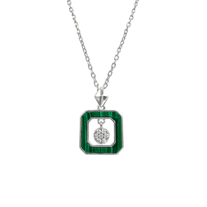 Malahit Taşlı Kare Design Kolye