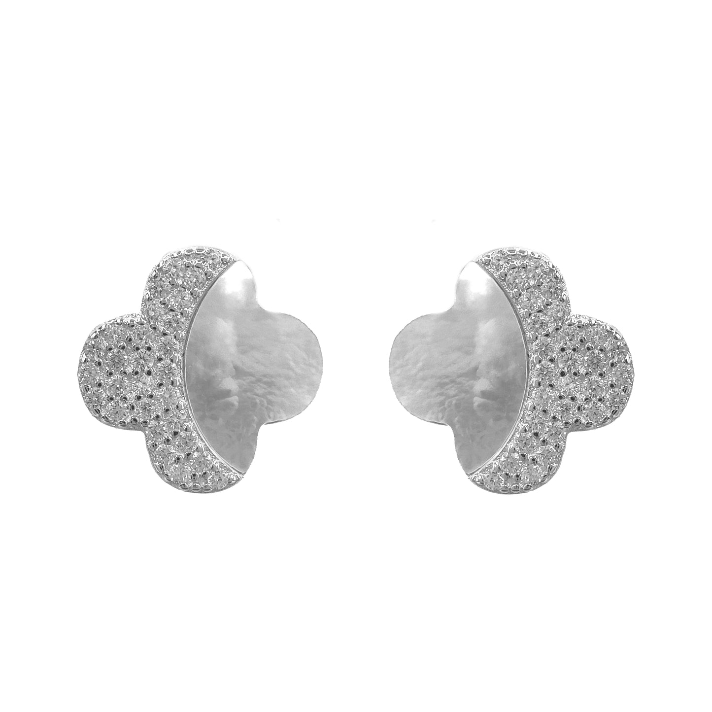 Stone Model Mother of Pearl Clover Earrings