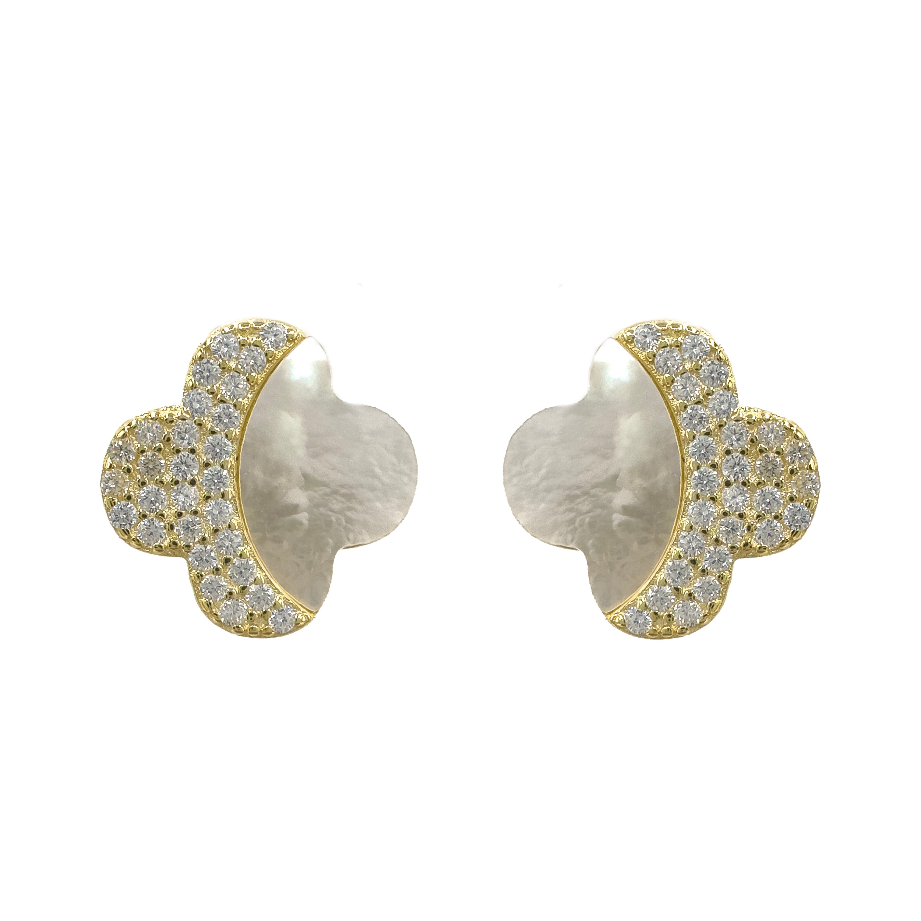 Taşlı Model Sedef Yonca Küpe