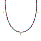 Turkuaz Ve Mercan Taşlı Gold Detaylı Doğal Taş Kolye