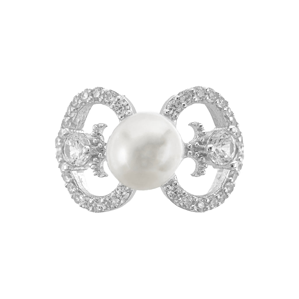Double-Sided Pearl Ring with Stones