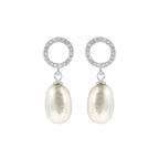 Taşlı Yuvarlak Sallantılı İnci Küpe