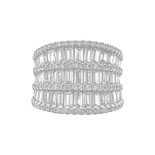 Three Row Baguette Design Ring