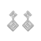 Baget Taşlı Kare Sallantılı Küpe