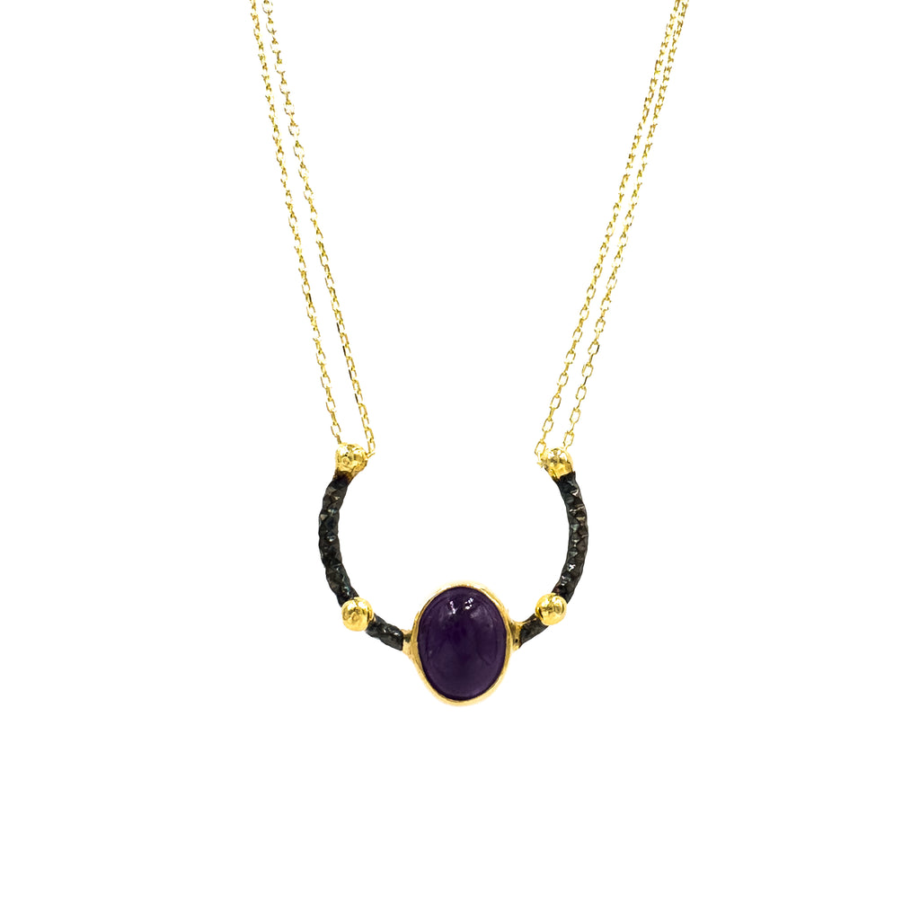 Ametist Taşlı Tasarım Nal Kolye