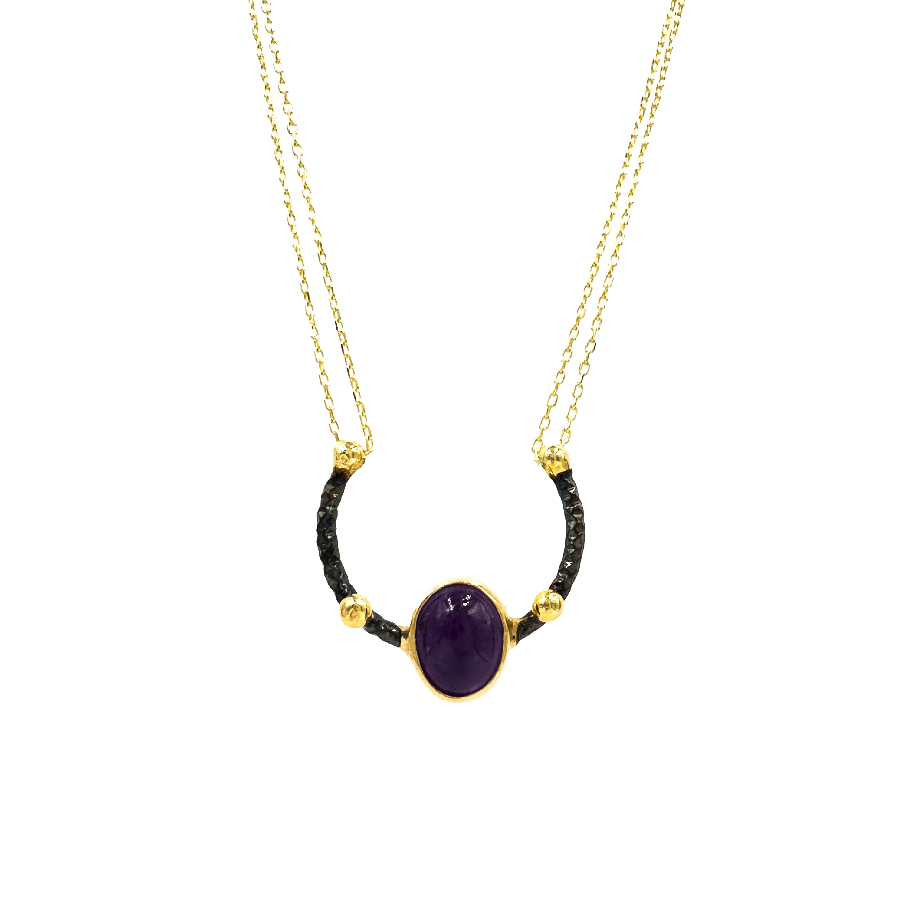 Ametist Taşlı Tasarım Nal Kolye