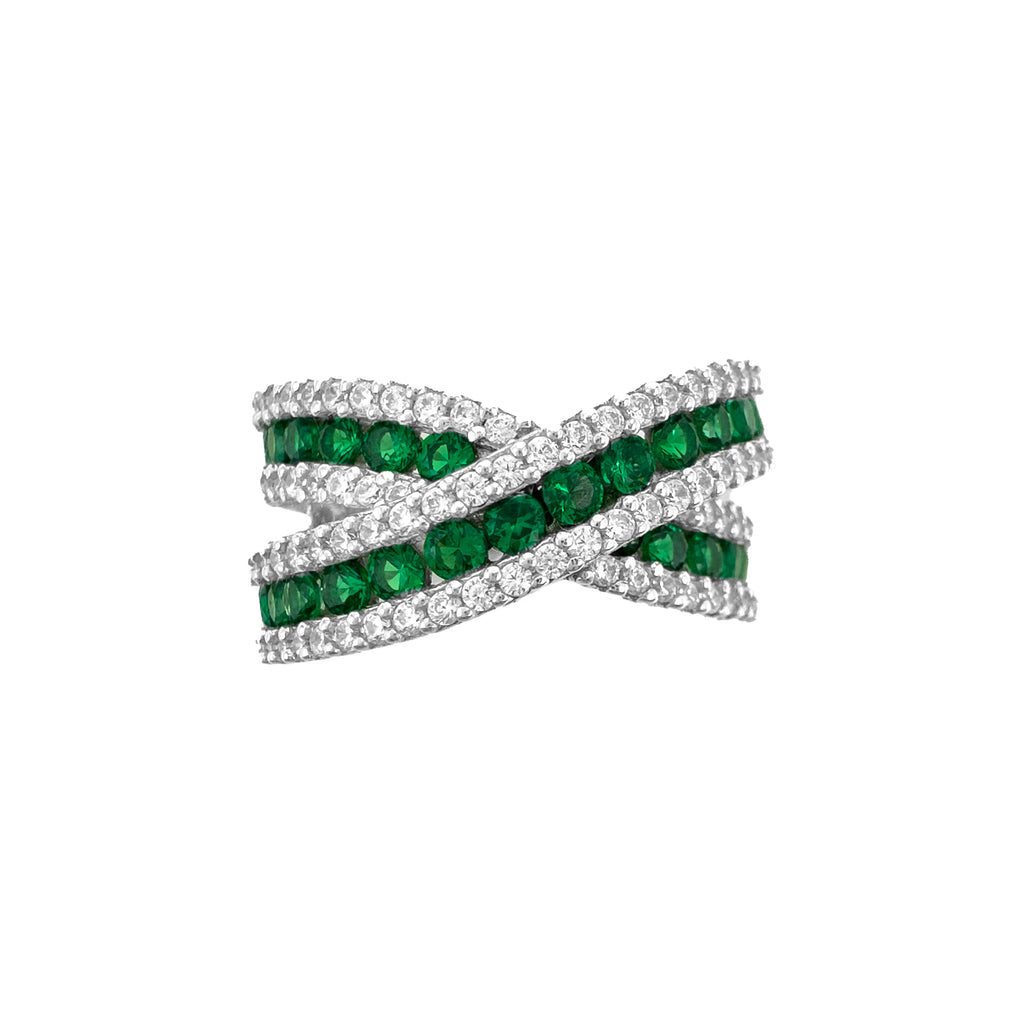 Yeşil Taşlı Çapraz Yüzük