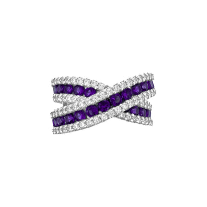 Mor Taşlı Çapraz Yüzük