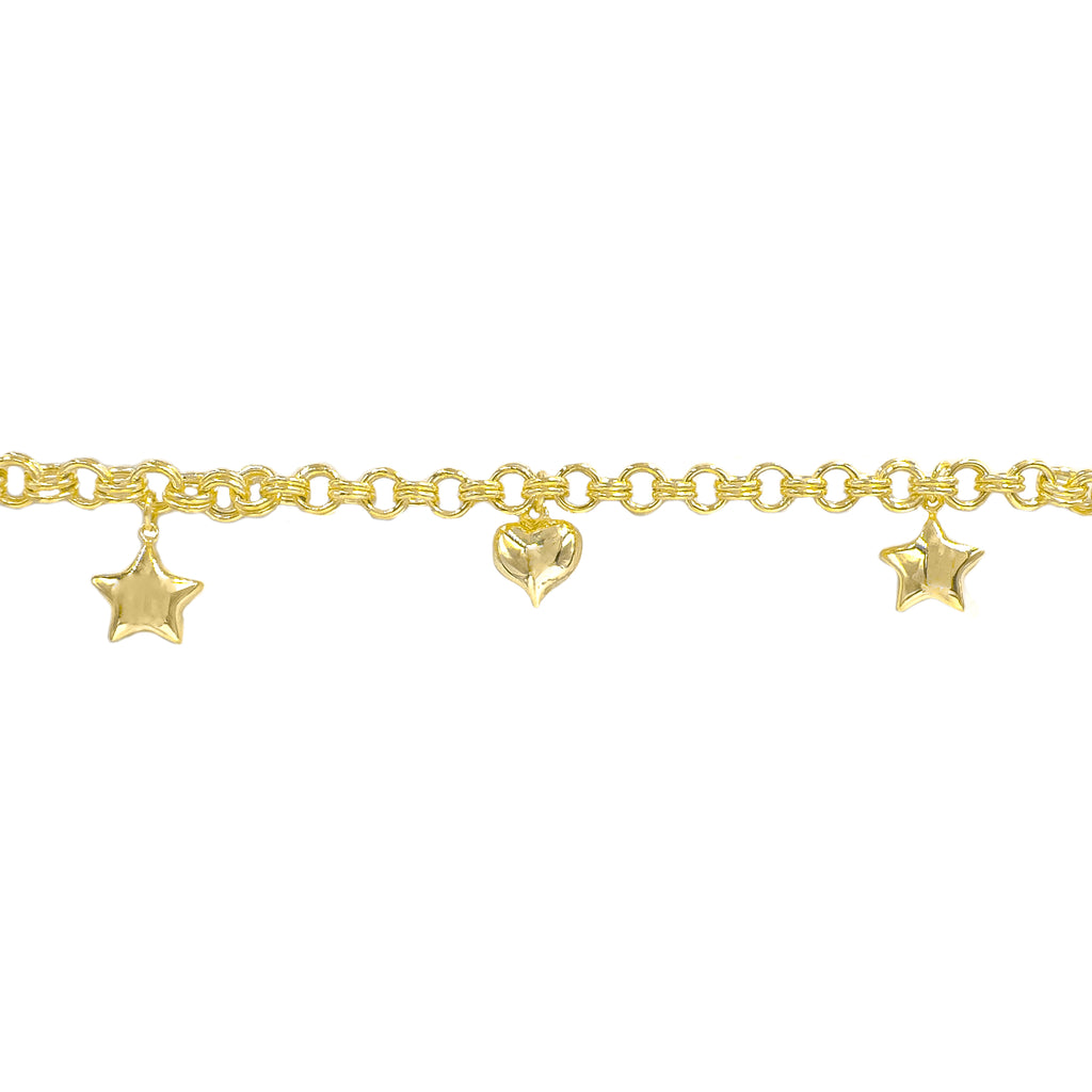 Kalp Yıldız Sallantılı Hollow Bileklik