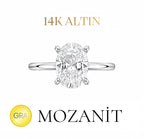 14K 0.75 Karat Moissanit Ovalring