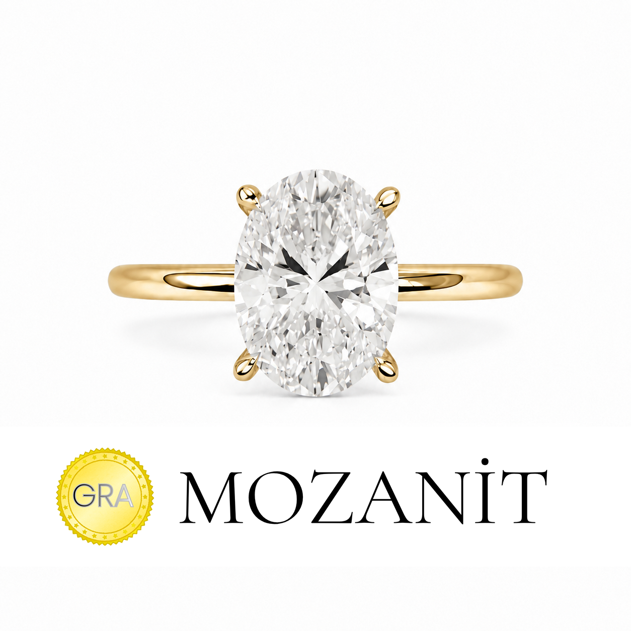 Bir Karat Mozanit Oval Yüzük
