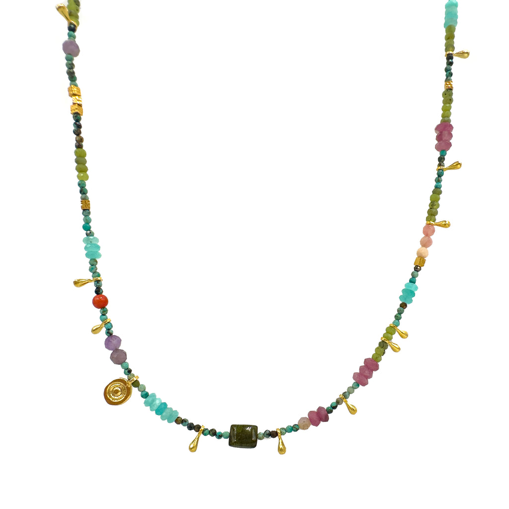 Karışık Renkli Taşlı Doğal Taş Kolye
