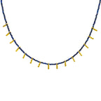 Çubuk Plaka Detaylı Lapis Doğal Taş Kolye