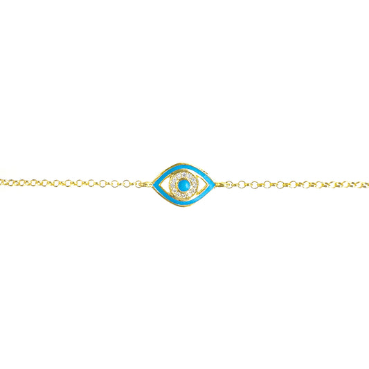 Blue Enameled Stone Eye Bracelet