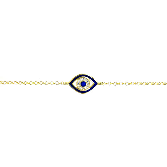 Dark Blue Enameled Stone Eye Bracelet