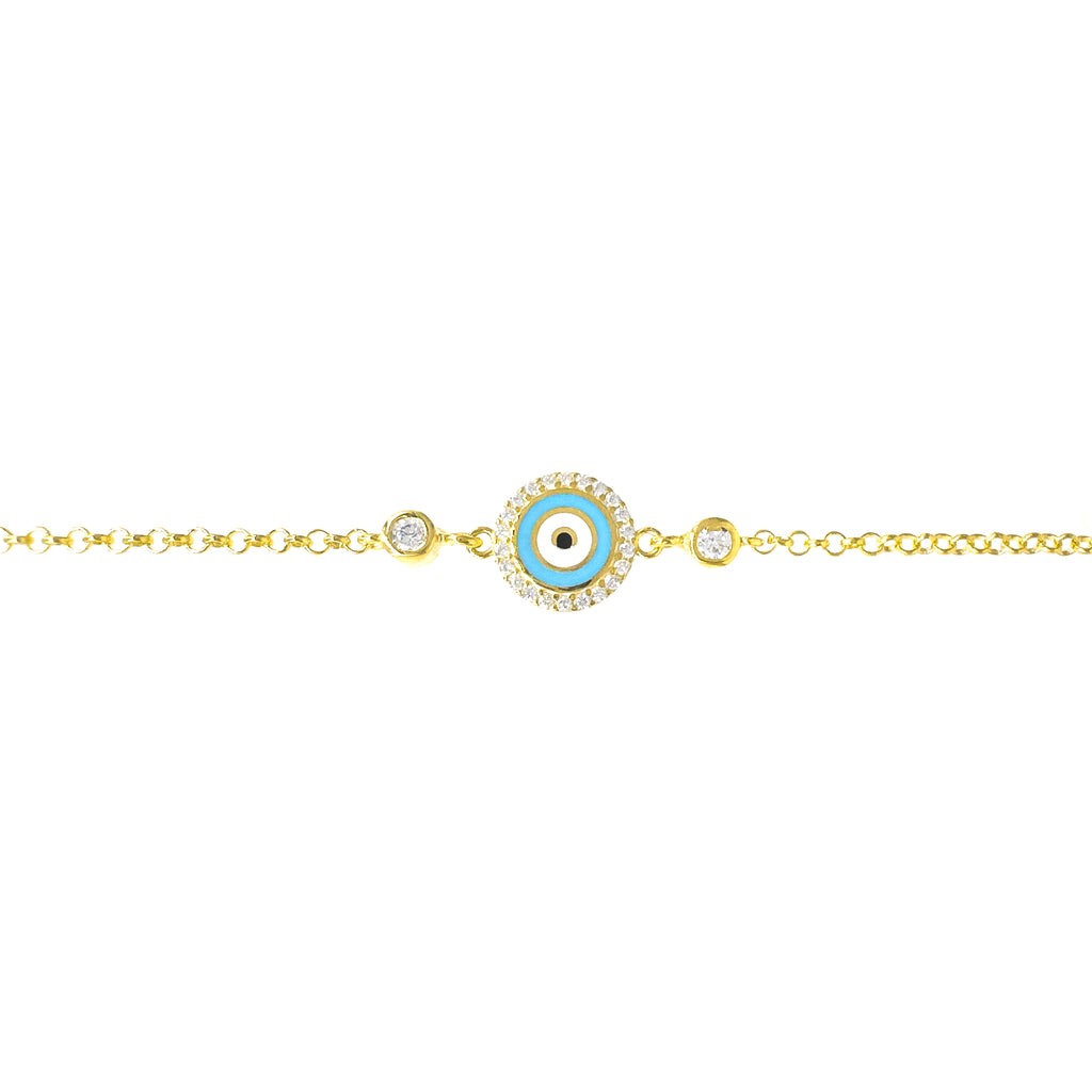 Blaues Emaille-Stein-Evil-Eye-Armband