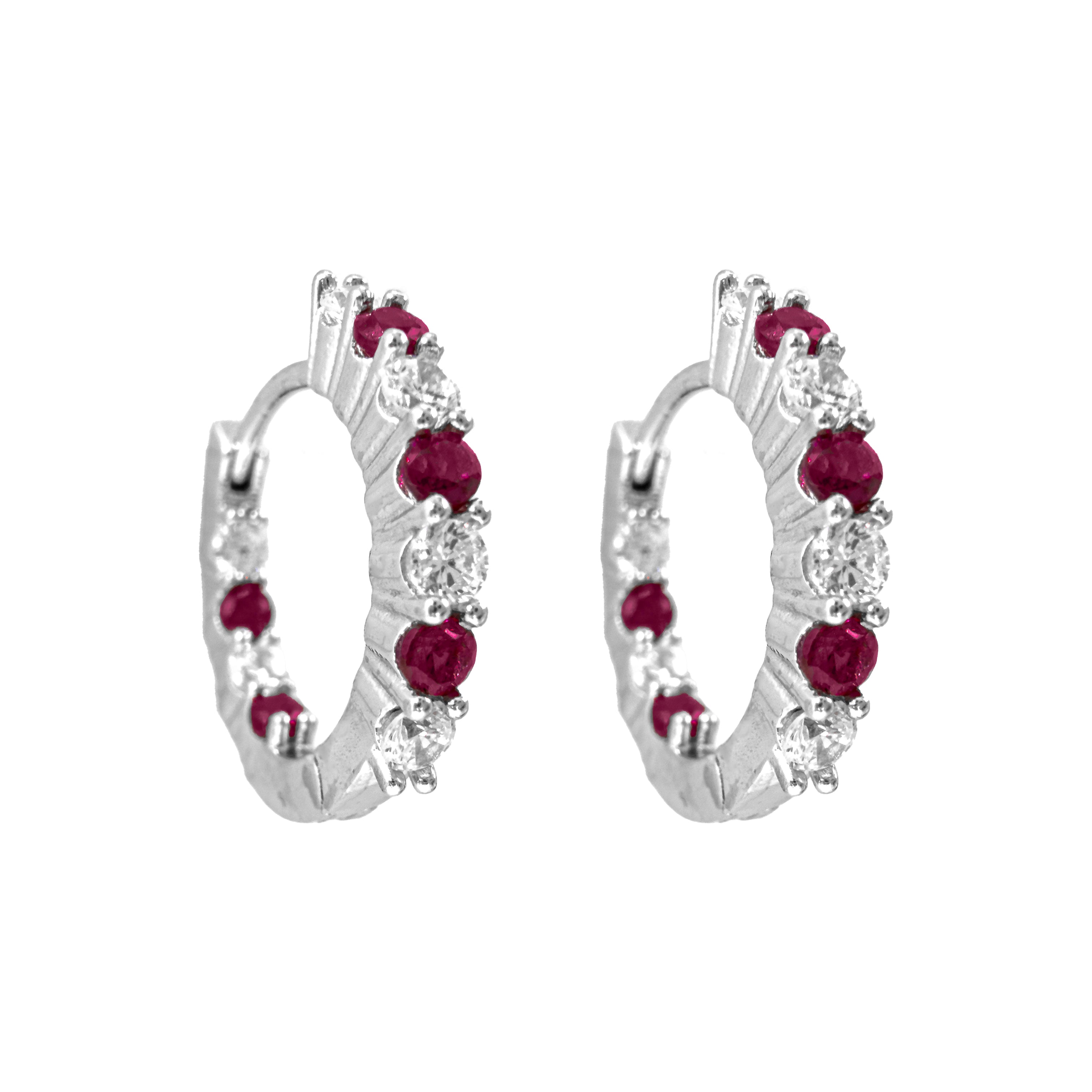 Fuşya Taşlı Suyolu Halka Küpe