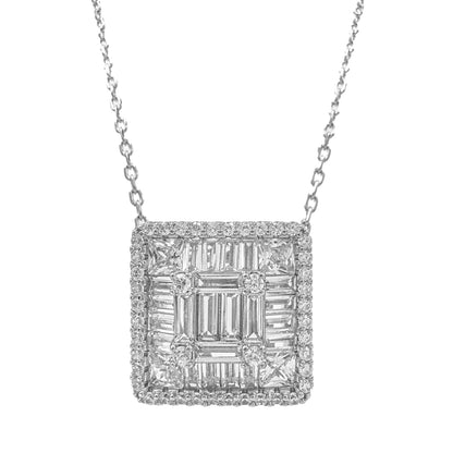 Baguette Stone Square Necklace