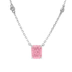 Pembe Ice Cut Taşlı Kare Kesim Kolye
