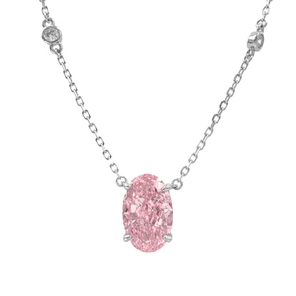 Pembe Ice Cut Taşlı Oval Kesim Kolye