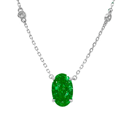 Yeşil Ice Cut Taşlı Oval Kesim Kolye