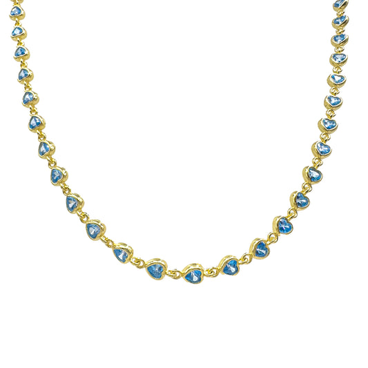 Blue Stone Heart Chocker Necklace