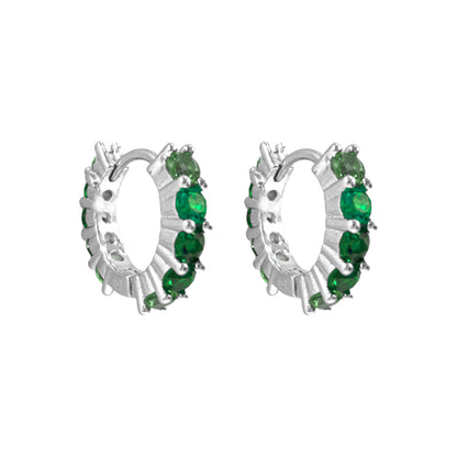 Yeşil Tonlu Küçük Boy Suyolu Halka Küpe