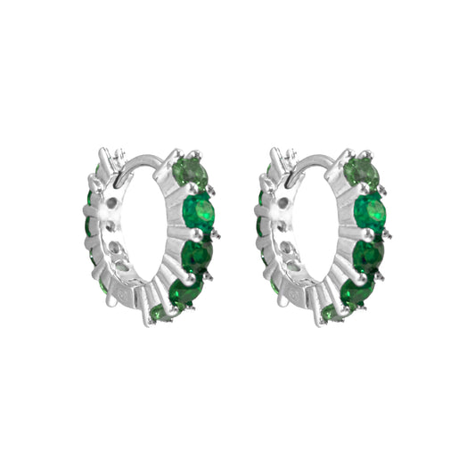 Yeşil Tonlu Küçük Boy Suyolu Halka Küpe