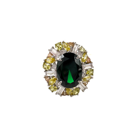 Colorful Green Stone Vintage Ring