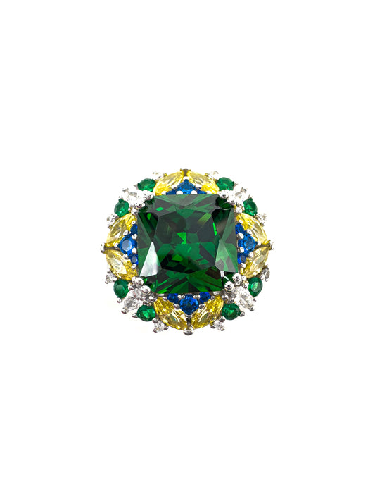 Multicolored Green Stone Vintage Ring