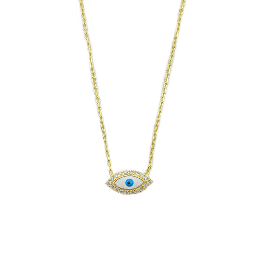 White Enamel Evil Eye Necklace