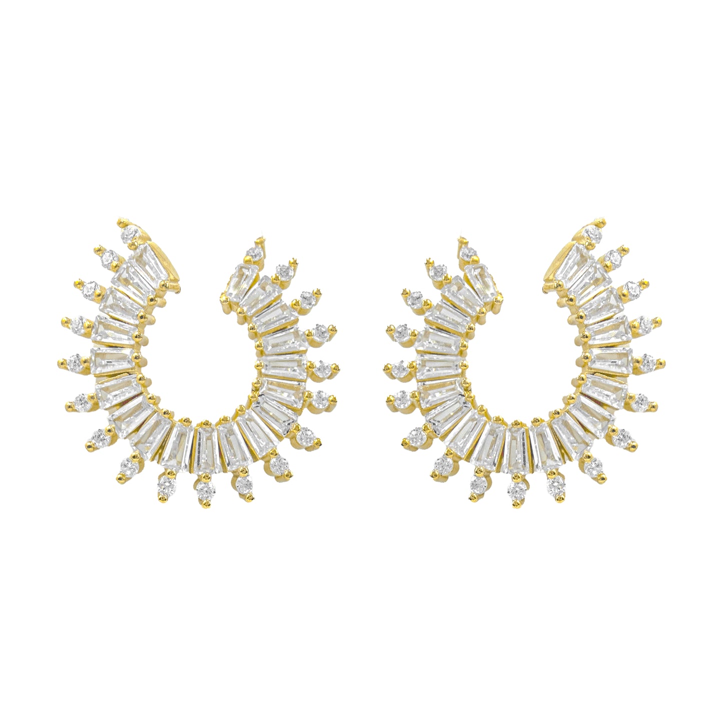 Trapez Taşlı Tasarım Küpe