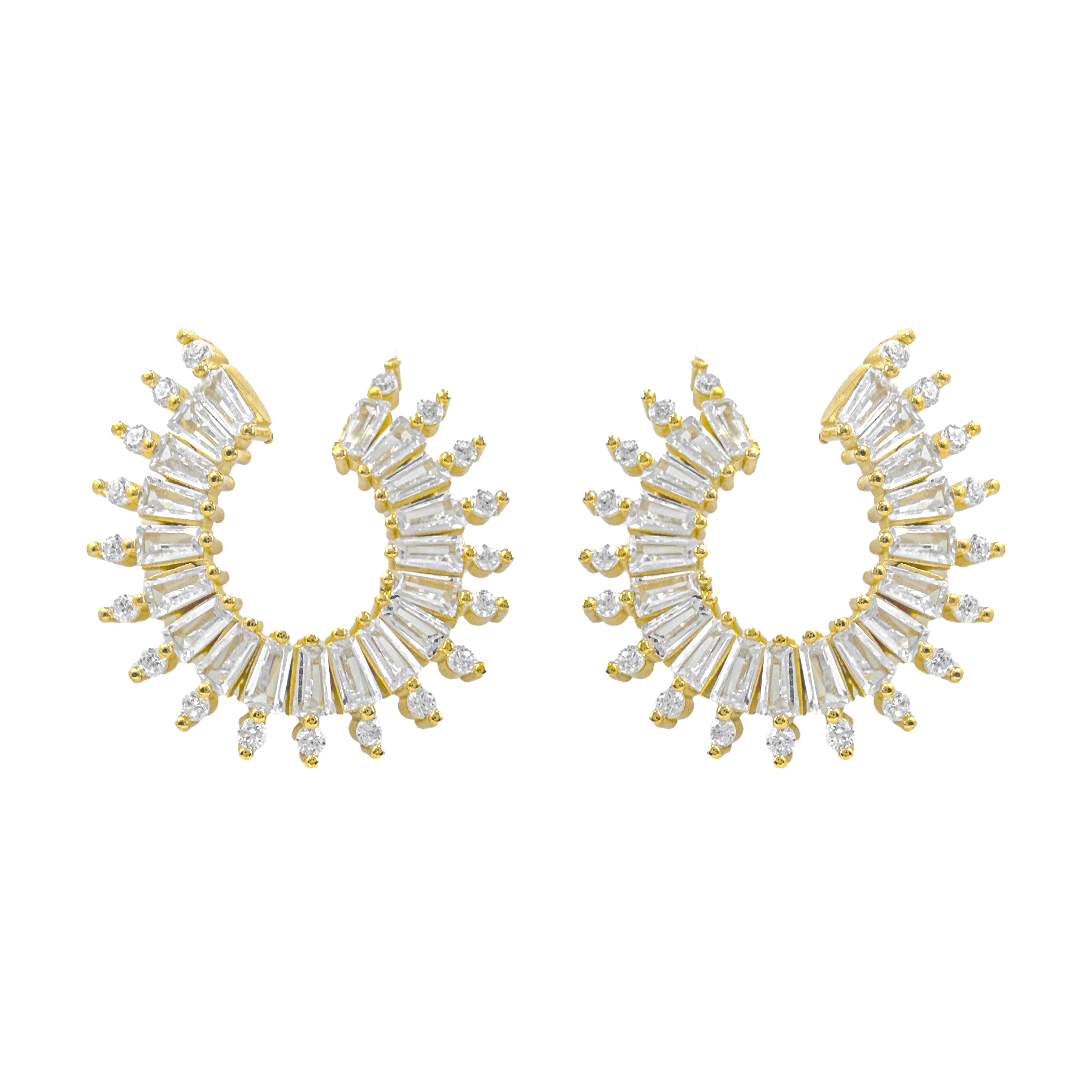 Trapez Taşlı Tasarım Küpe