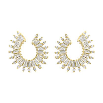 Trapez Taşlı Tasarım Küpe