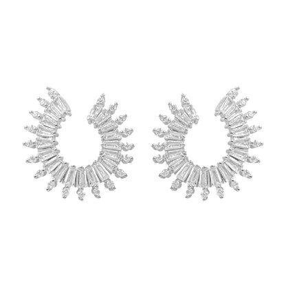 Trapez Taşlı Tasarım Küpe