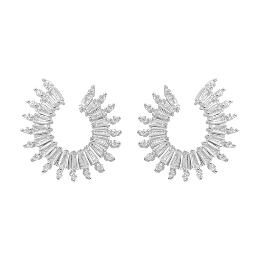 Trapez Taşlı Tasarım Küpe