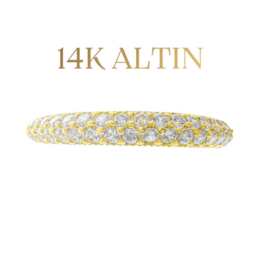 14K İki Sıra Pave Tamtur Yüzük
