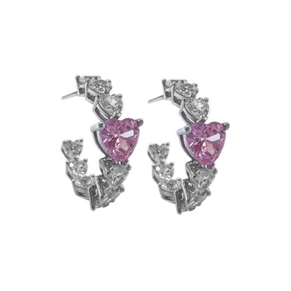 Pink Heart Sequence Earrings